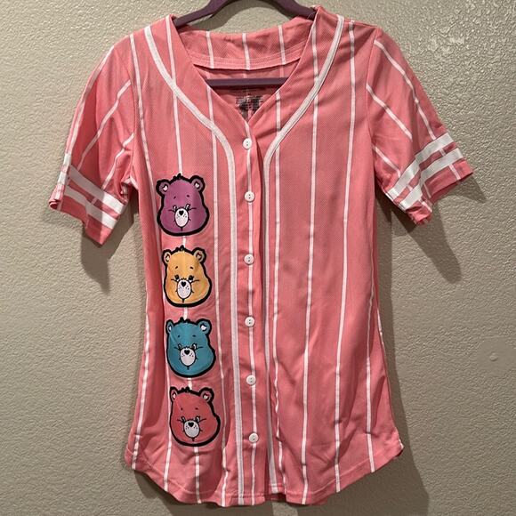 NWOT Care Bears 80’s Pink Baseball Jersey Sz M - Picture 1 of 5